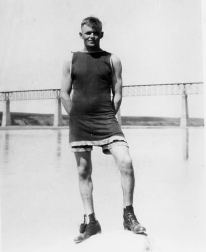 man in bathing suit from 1920s